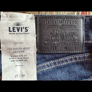 Levi’s Made and Crafted 721 High Rise Skinny